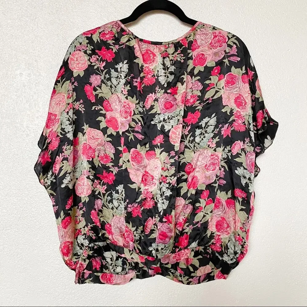 Beyond Vintage 100% Silk Floral V-Neck Top Size XS - Picture 10 of 10